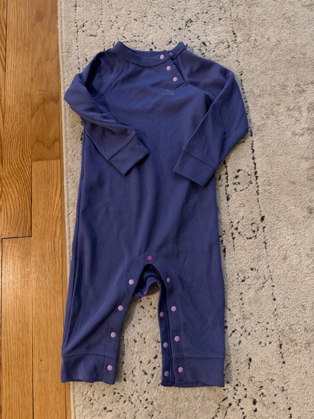 L.L. Bean Purple Long-Sleeve Snap Warm Onesie